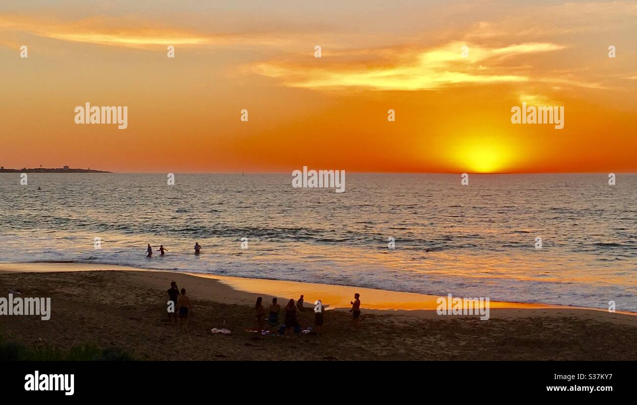 Sunset over the beach at San Remo south of Perth Western Australia