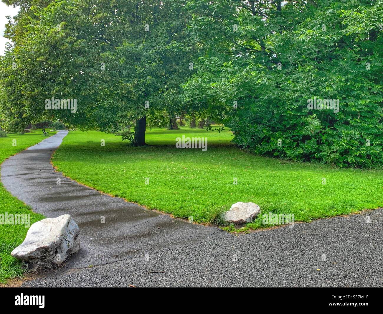 Brookdale Park, Failsworth, on a rainy summer day. Stock Photo