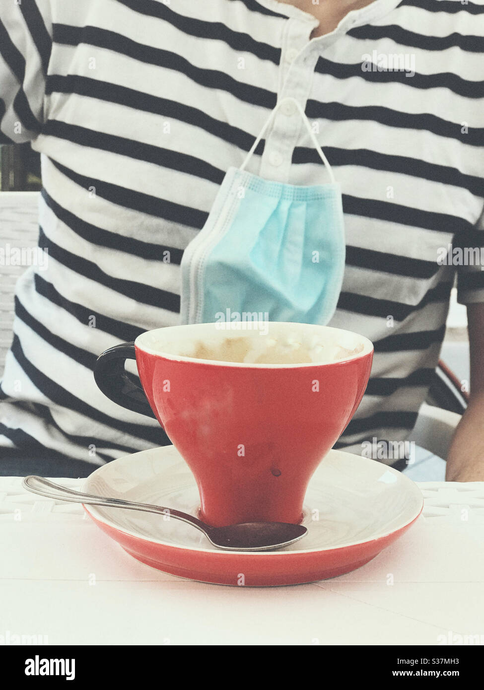 Drinking cappuccino - Smartphone Captured Stock Image