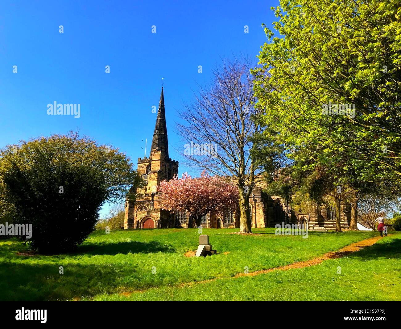 Picture of Saint Oswald’s church in Winwick Cheshire on a lovely spring