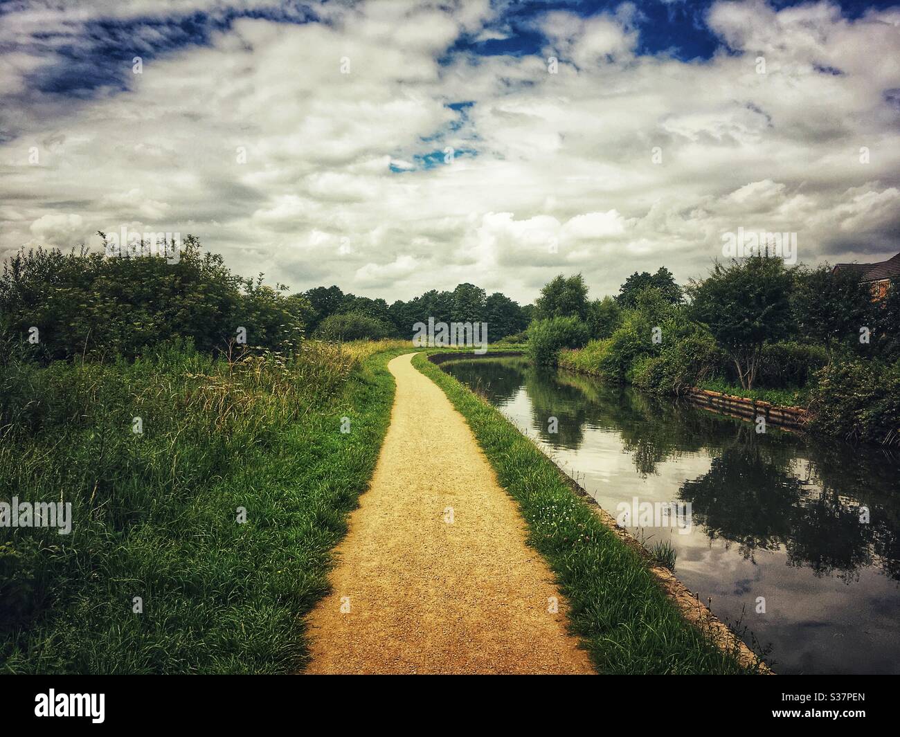 Towpath next to canal - Smartphone Captured Stock Image
