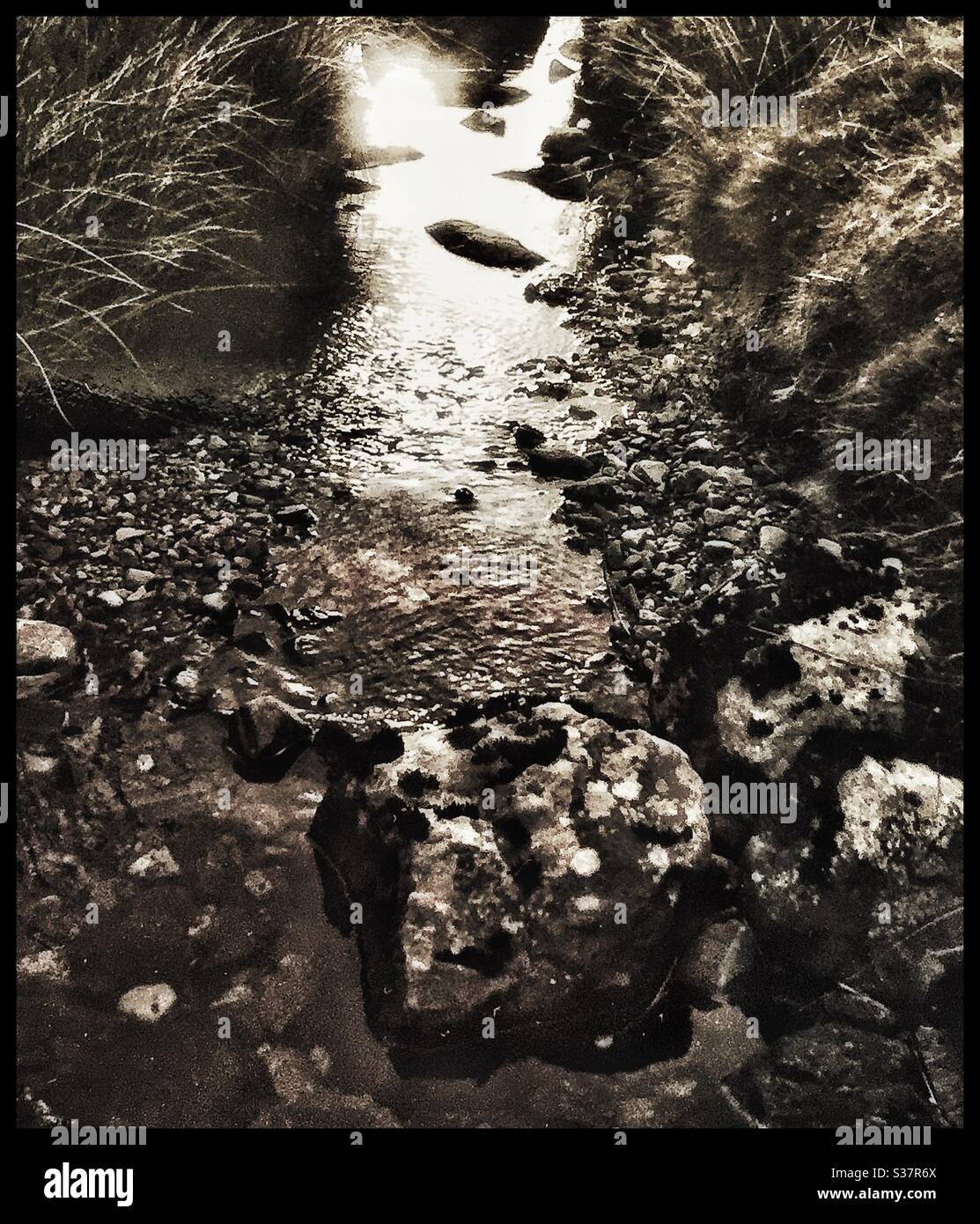 A stream in Snowdonia National Park in North Wales. - Smartphone Captured Stock Image