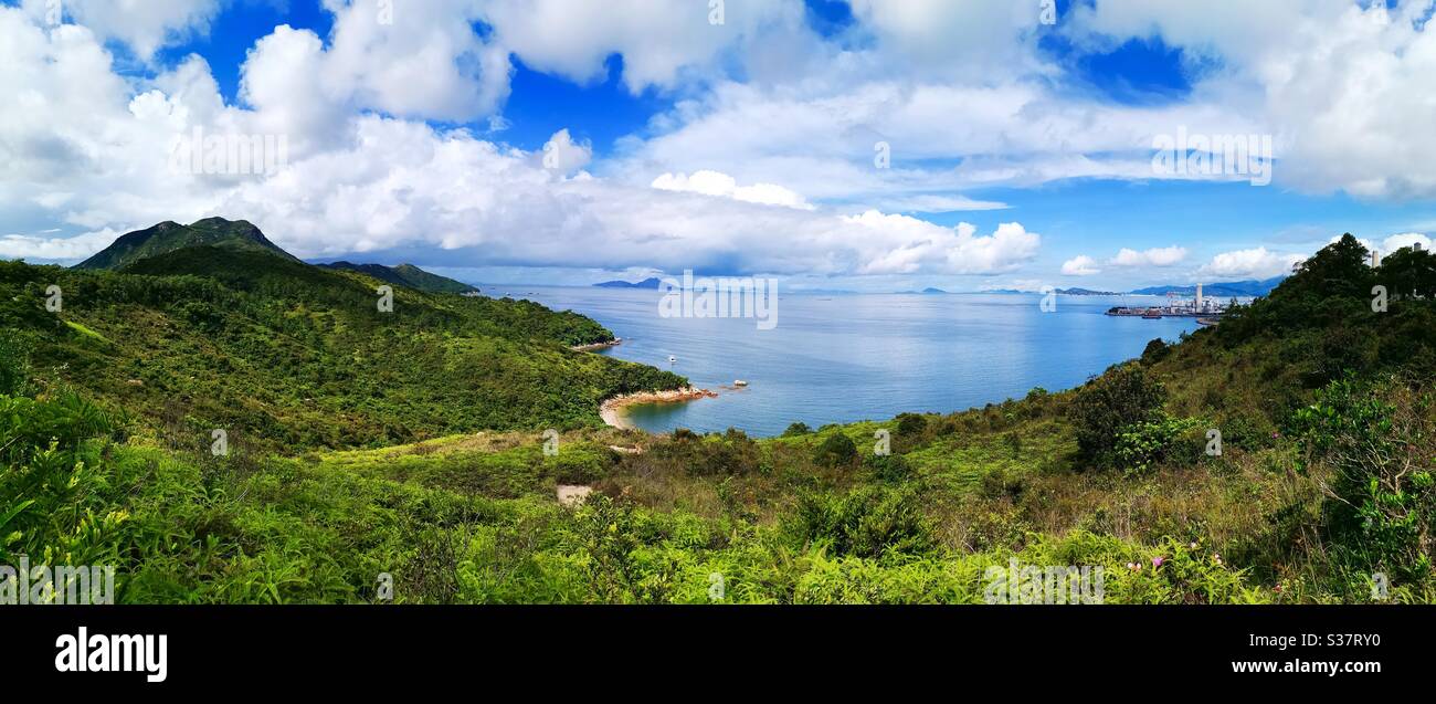 Dramatic landscapes seen from the family trail on Lamma island in Hong Kong. - Smartphone Captured Stock Image
