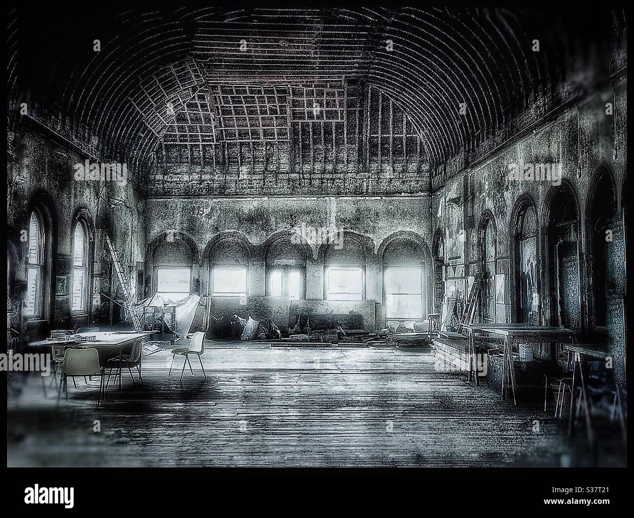 The old waiting room at Peckham Rye railway station. - Smartphone Captured Stock Image The old waiting room at Peckham Rye railway station. - Smartphone Captured Stock Image