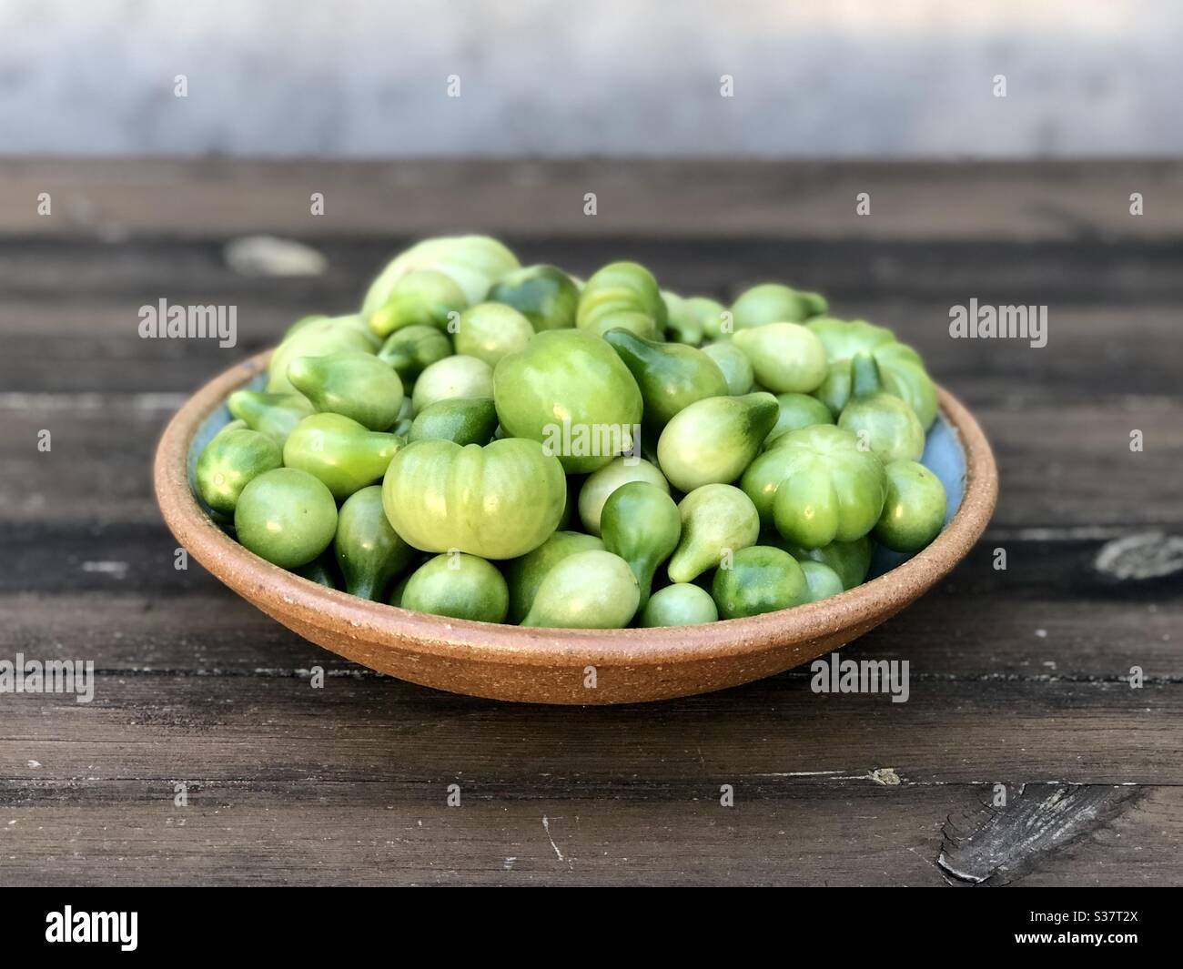 Green tomatoes for chutney or marmelade Stock Photo
