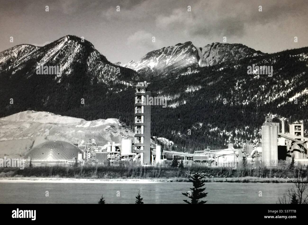 Lafarge Exshaw Cement Plant, Set on the edge of the ,Canadian Rocky Mountains, Lafarge’s newly modernized ,cement plant , showcase, in environmental, and economic efficiency. - Smartphone Captured Stock Image