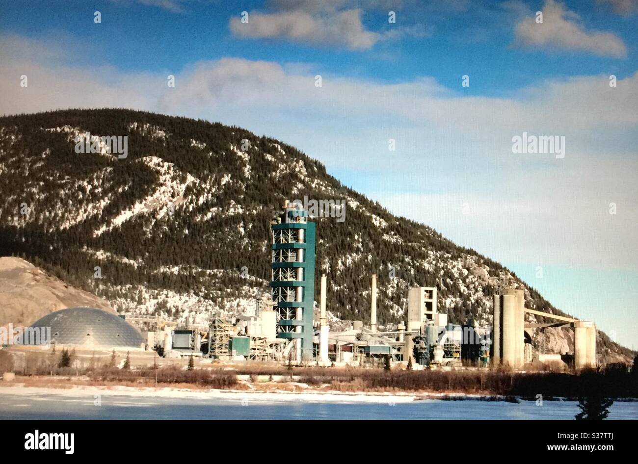 Lafarge Exshaw Cement Plant, Set on the edge of the ,Canadian Rocky Mountains, Lafarge’s newly modernized ,cement plant , showcase, in environmental, and economic efficiency. - Smartphone Captured Stock Image