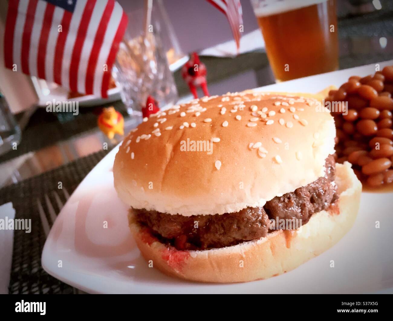 Still life of an All-American Fourth of July meal, USA - Smartphone Captured Stock Image