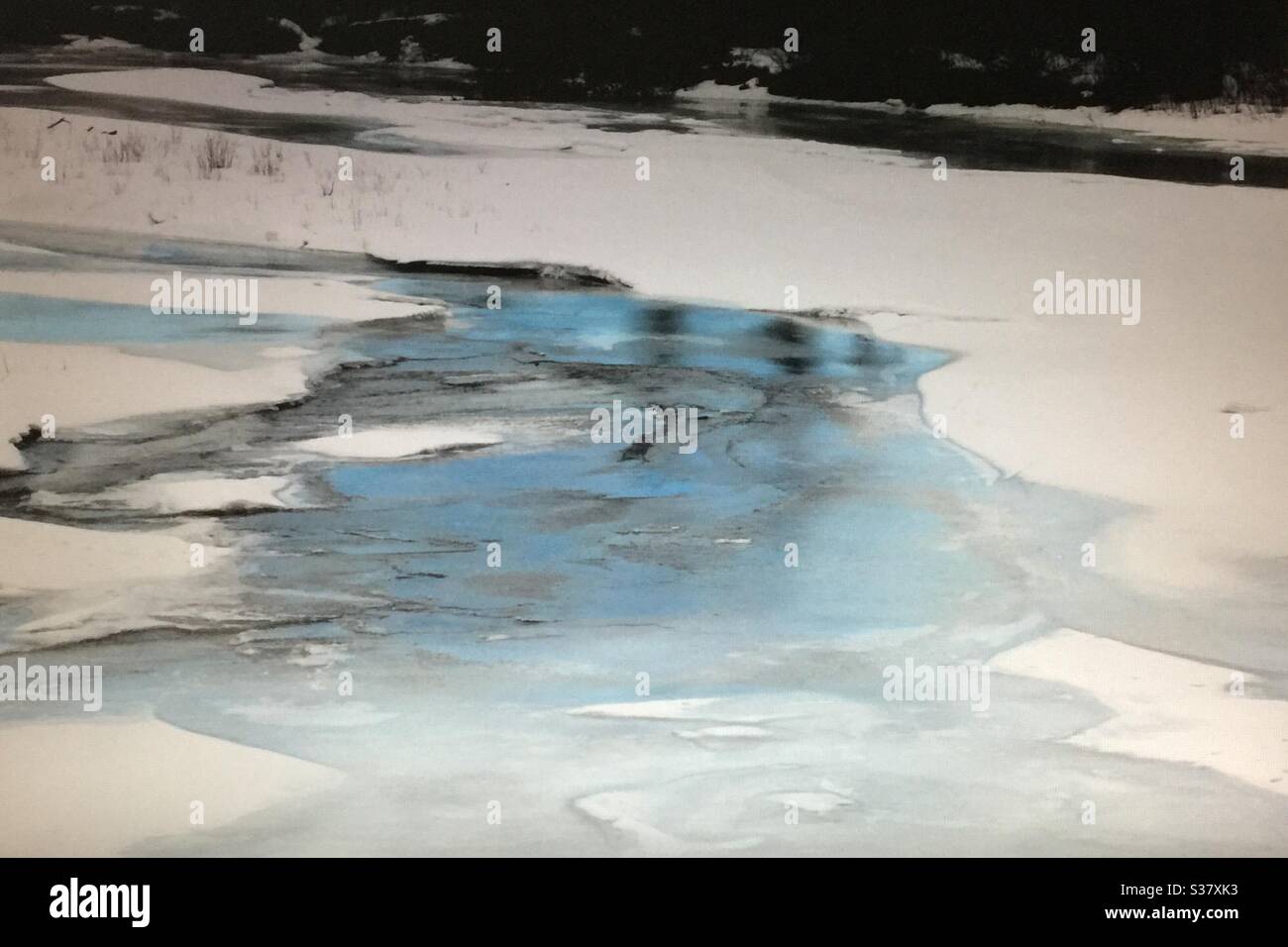 Winter view, Elbow River, Alberta, Canada, near Calgary. - Smartphone Captured Stock Image