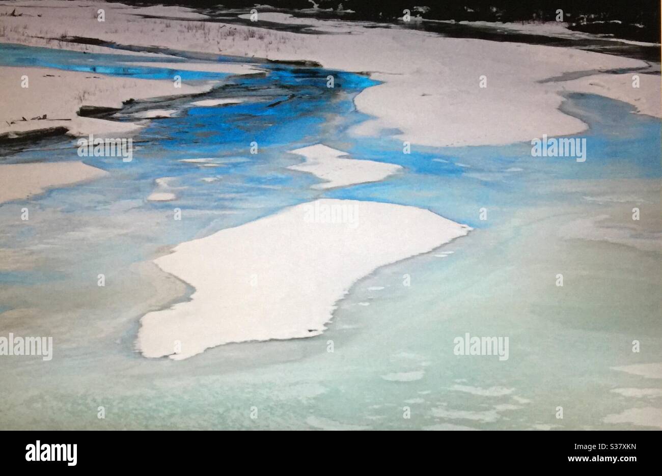 Visit Alberta, Travel Alberta, Winter view, Elbow River, Beautiful Alberta,  Alberta, Canada, near Calgary, artistic design, - Smartphone Captured Stock Image