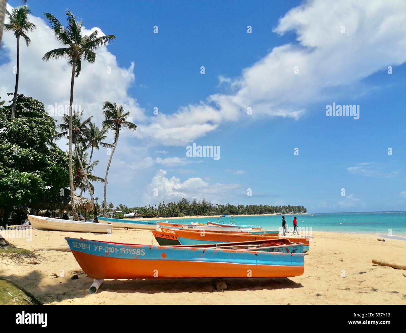The beautiful beach at las terranas in the Dominican Republic. Stock Photo