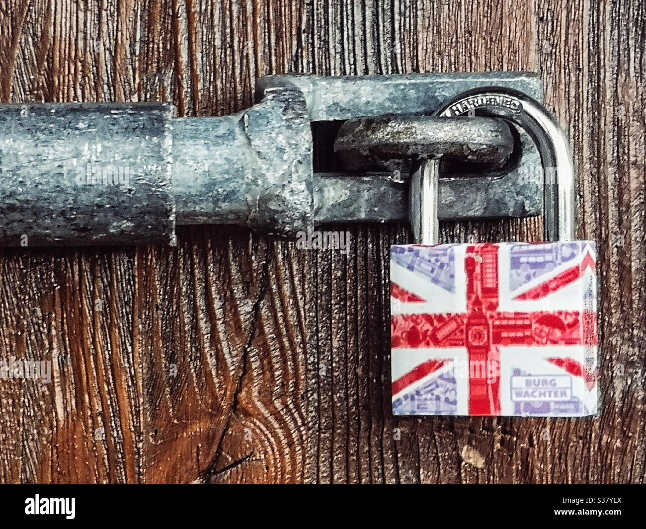 Lockdown padlock with British flag Stock Photo Alamy