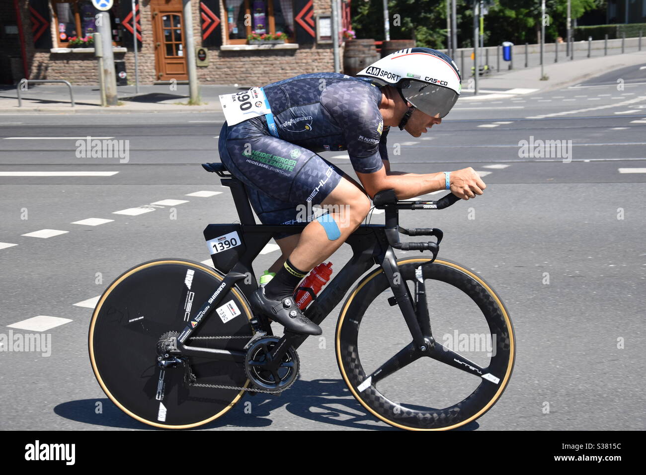 Olympic Medaillis Max Levy during his Long-Distance Ironman which is a very  strange effort for a track Cycling sprinter Stock Photo - Alamy