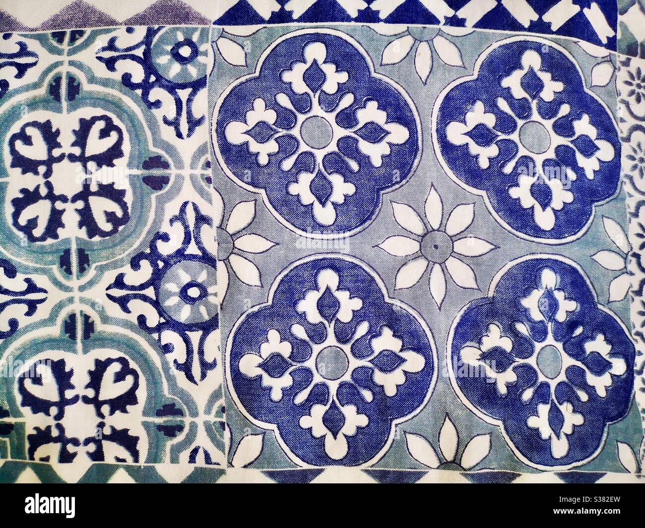 Colorful blue & white patterns. - Smartphone Captured Stock Image