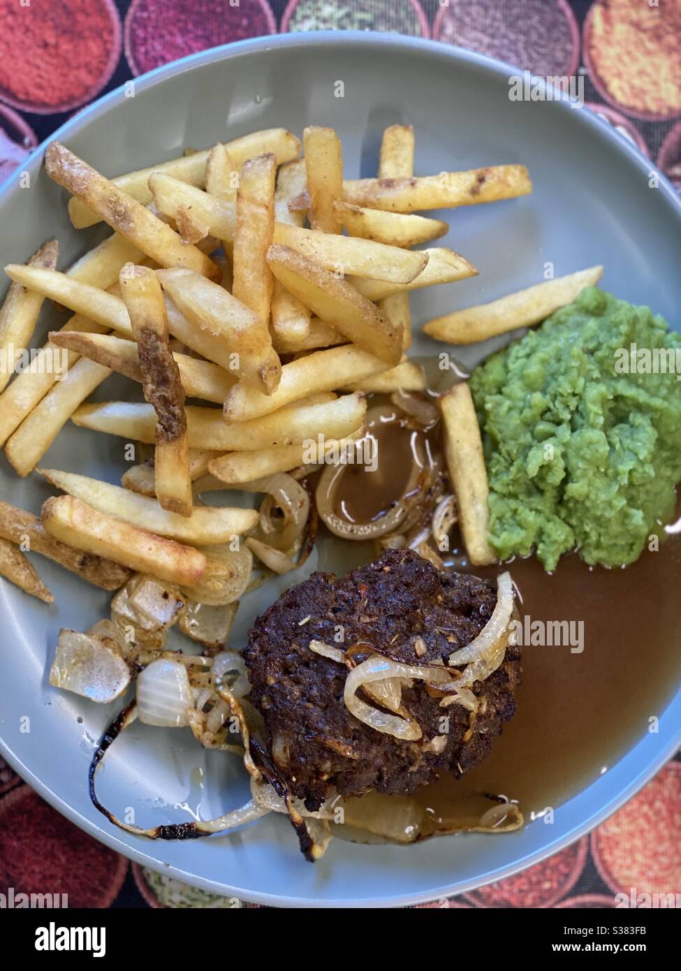 Smoky BBQ Montreal Spiced Onion & Parmesan Cheese Burger with Skin on