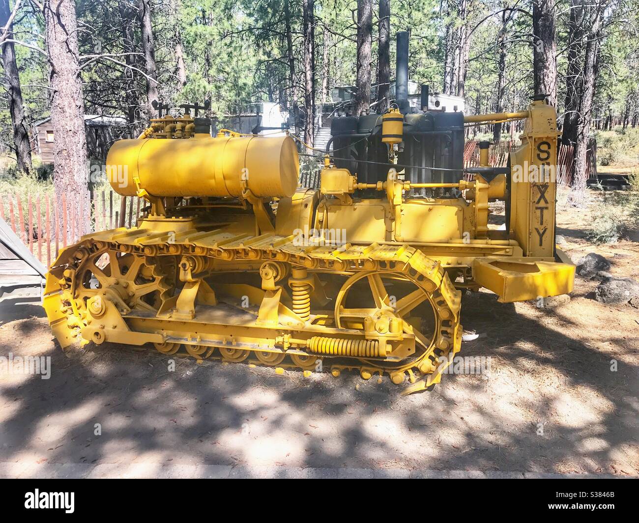 Old lumber tractor used for pulling logs out of the forest - Smartphone Captured Stock Image