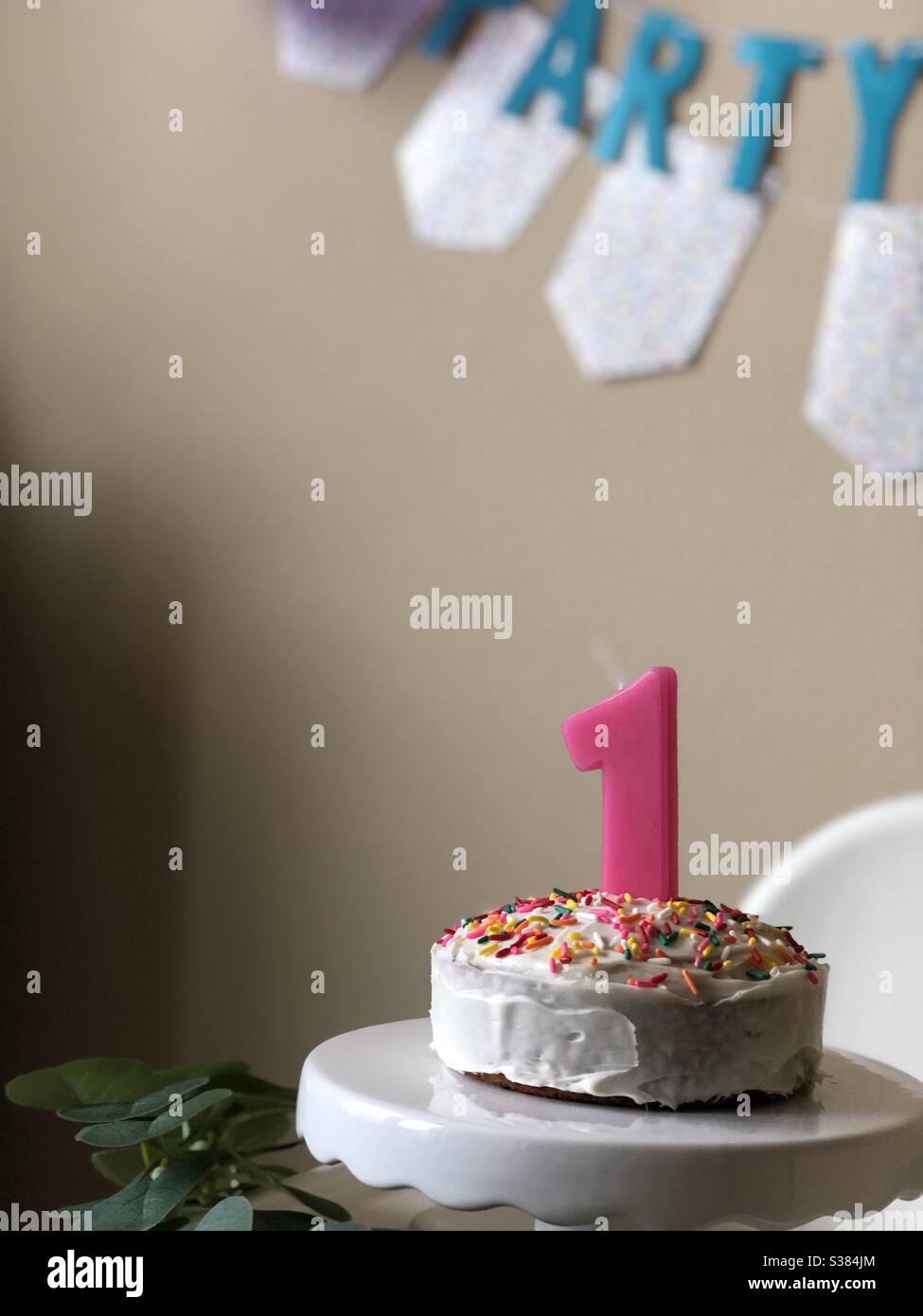 Birthday cake for one-year-old Stock Photo - Alamy