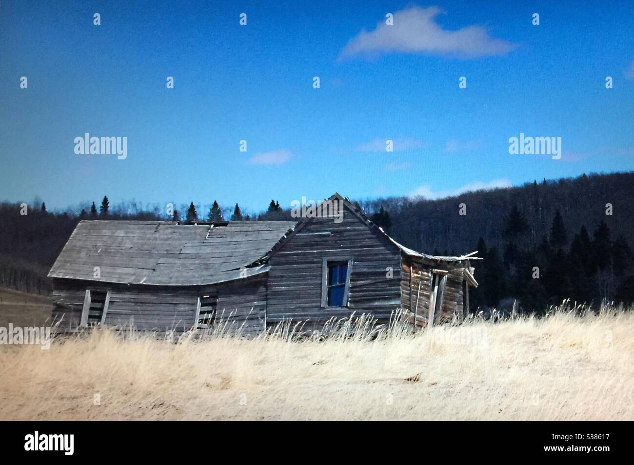 Historic house, residence, farm building, homestead, deteriorating, collapsing, old age, on setting years, this old house - Smartphone Captured Stock Image