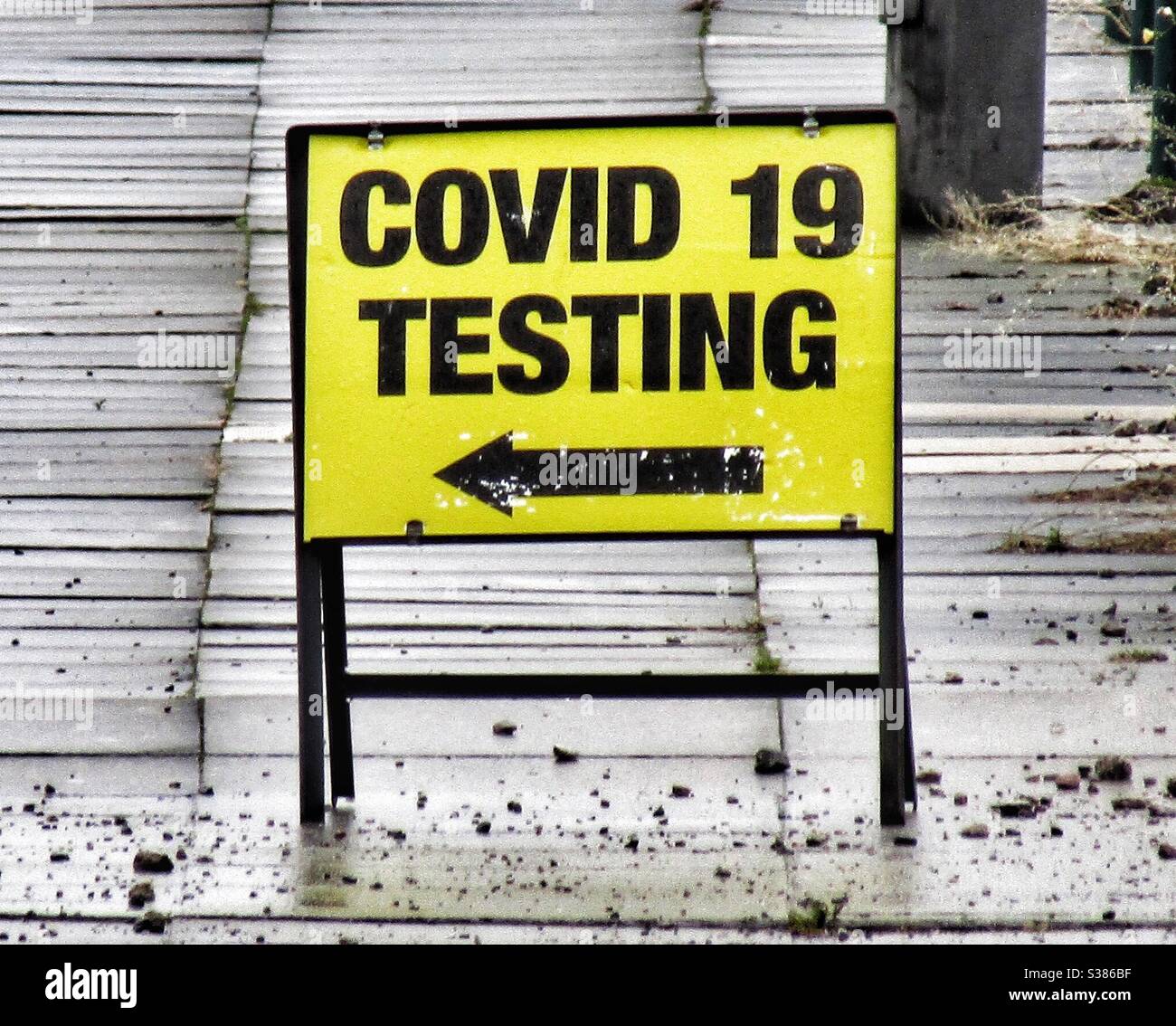 Covid 19 testing station set up in south liverpool Stock Photo