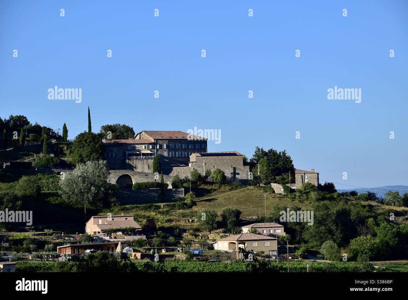 The grand hotel above sanilhac in France. A very beautiful landscape in French region Ardeche Stock Photo