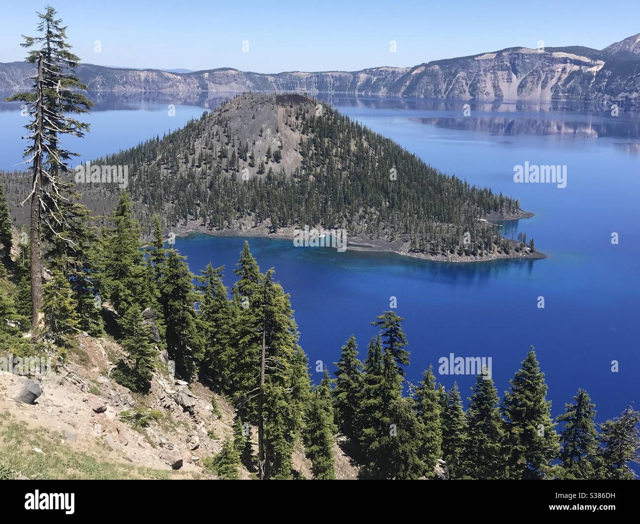 Crater lake in Oregon - Smartphone Captured Stock Image