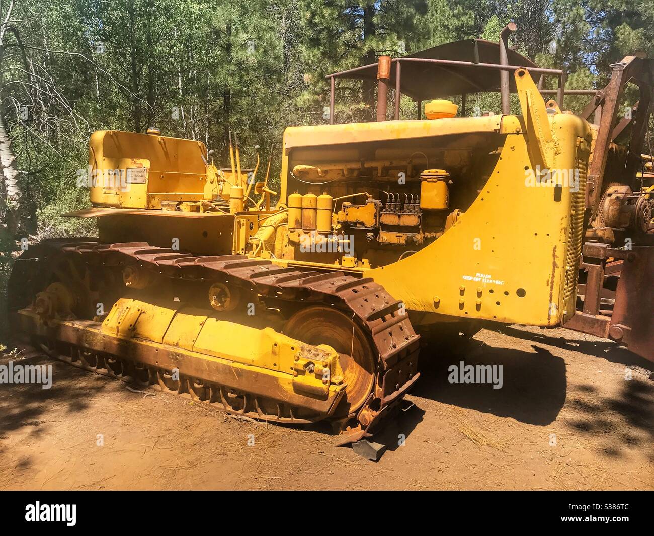 Old Caterpillar tractor used in the logging industry in the Pacific Northwest - Smartphone Captured Stock Image