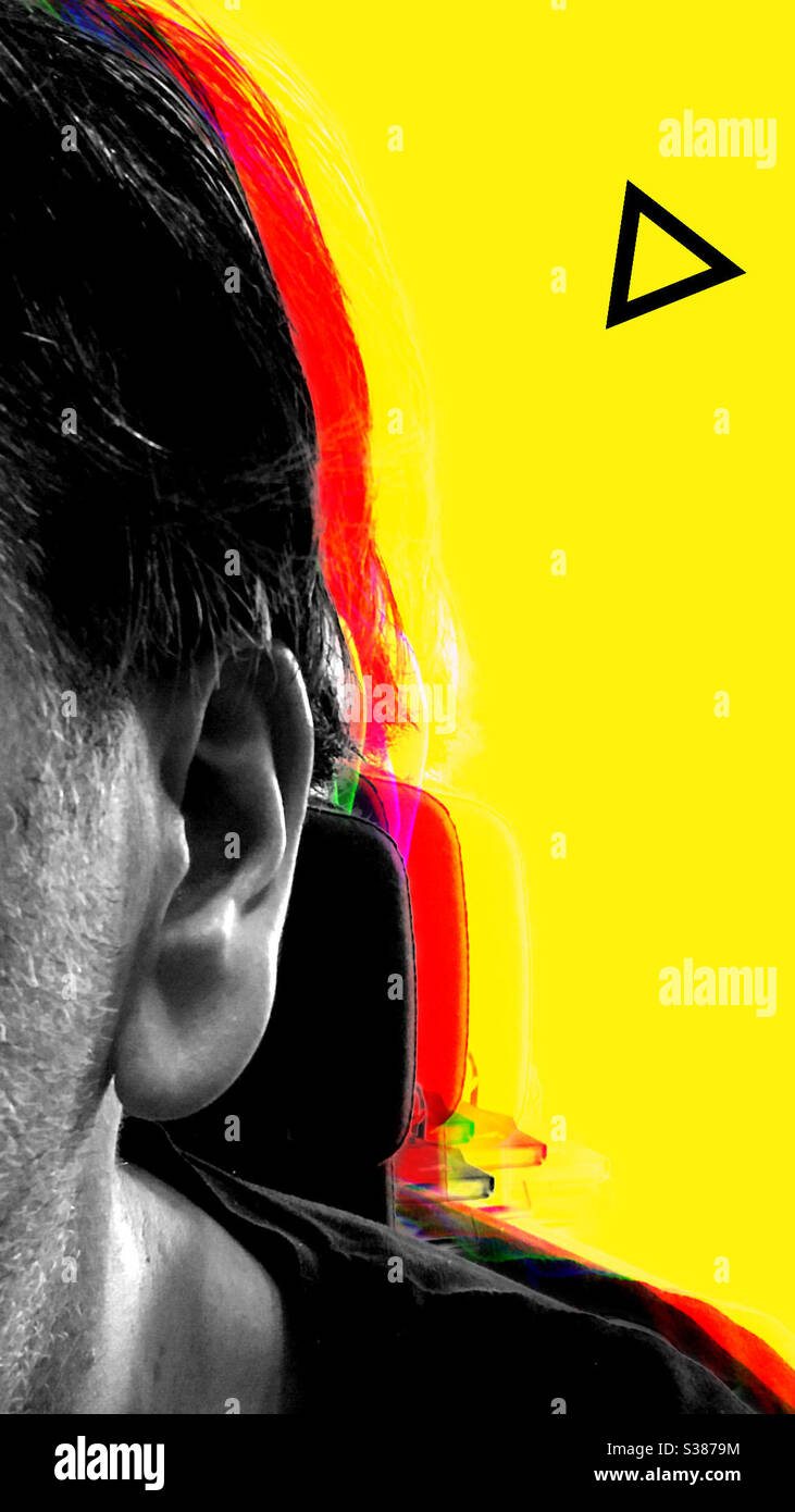 Ear of an adult caucasian man - Smartphone Captured Stock Image