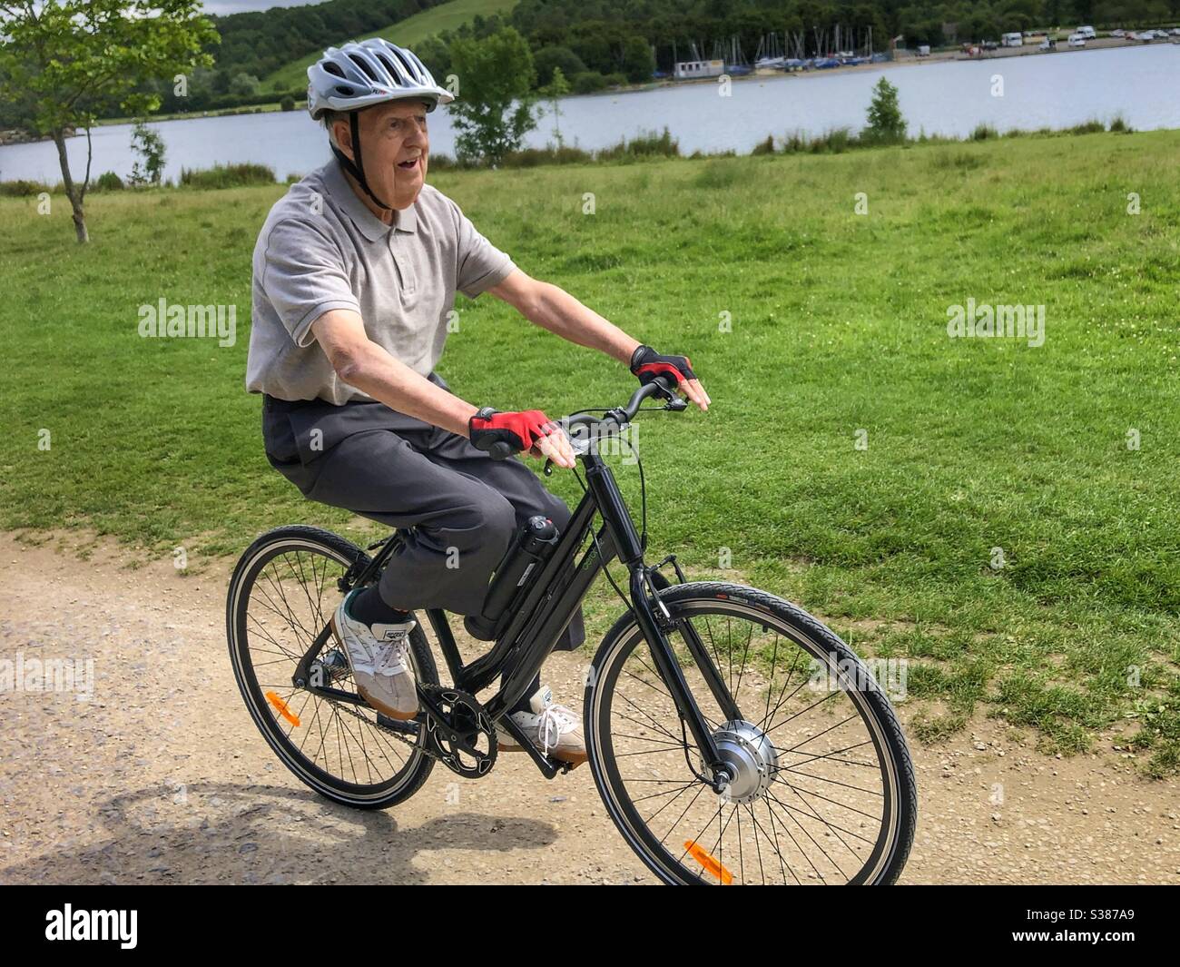 old man on electric bike