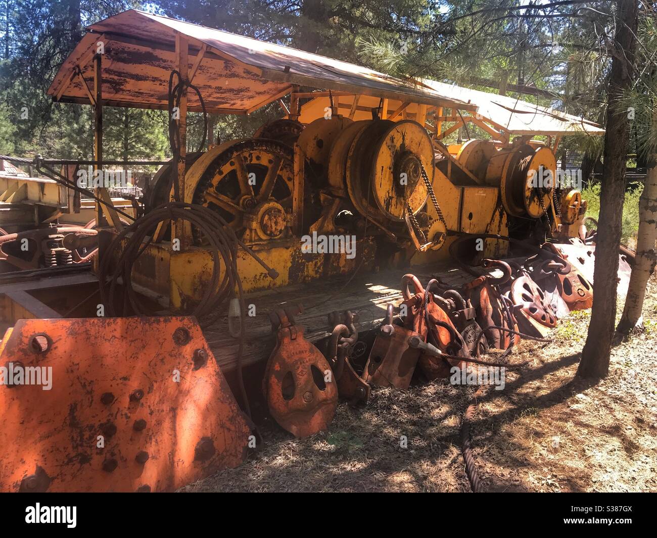 Logging equipment at the Collier state park in Oregon - Smartphone Captured Stock Image