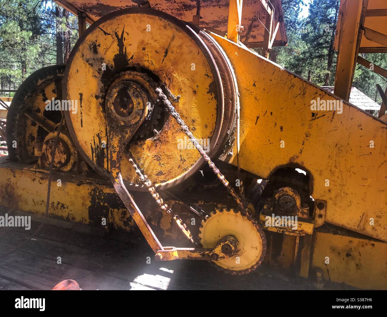 Logging equipment at the Collier state park in Oregon - Smartphone Captured Stock Image