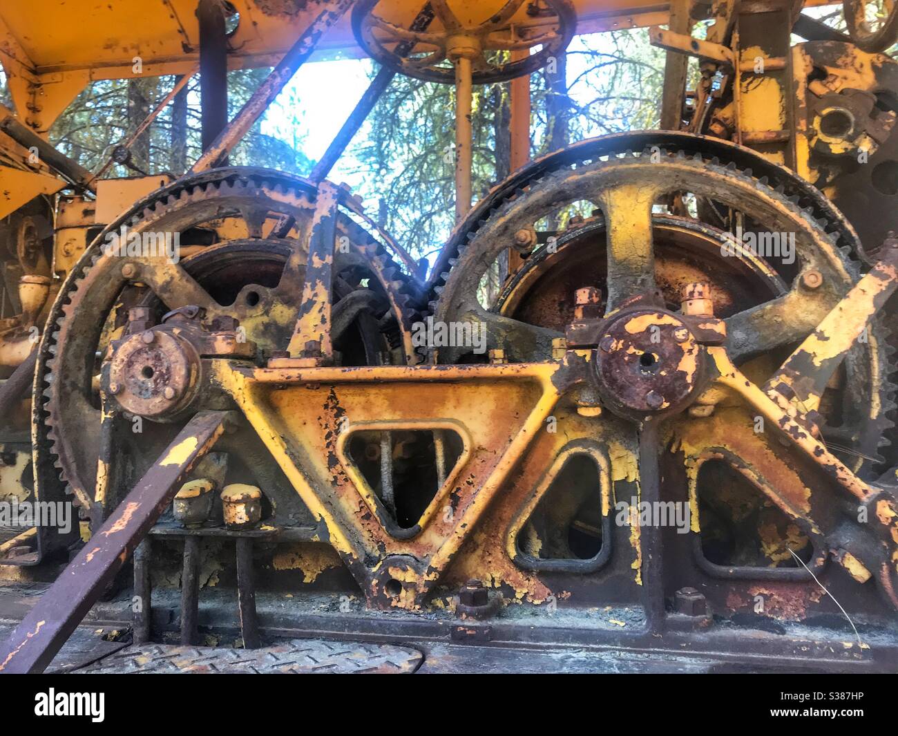 Logging equipment at the Collier state park in Oregon - Smartphone Captured Stock Image