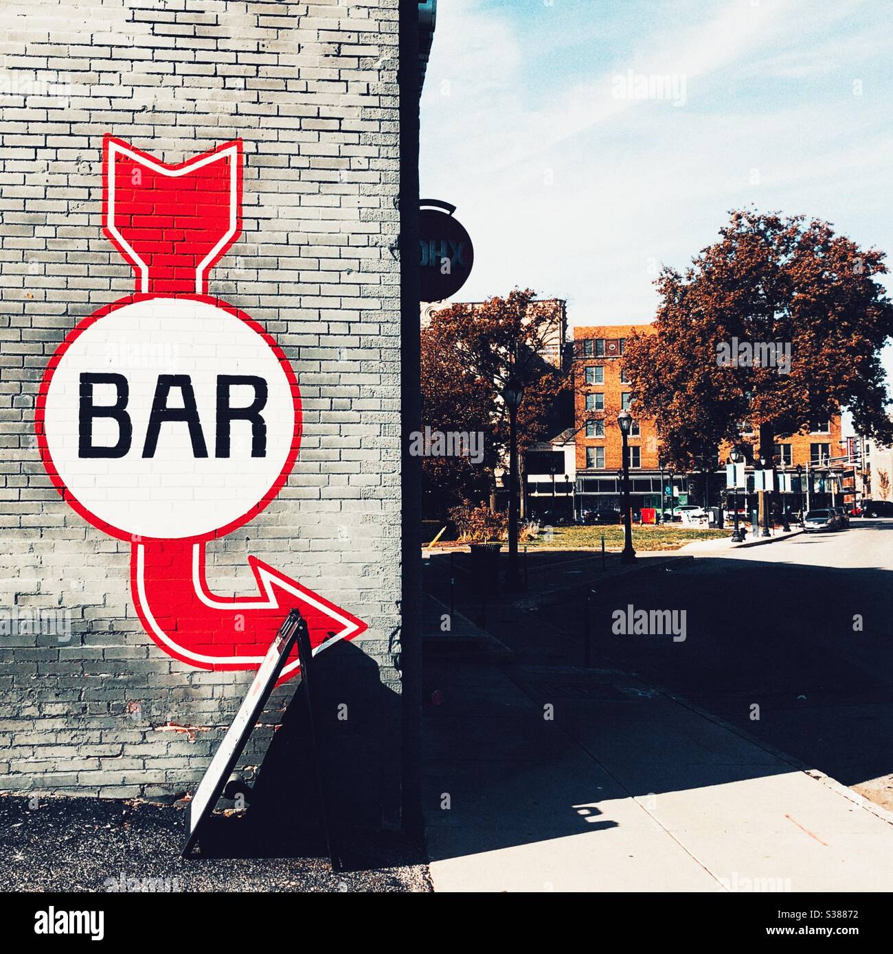 Arrow and a sign BAR in St Louis MO - Smartphone Captured Stock Image