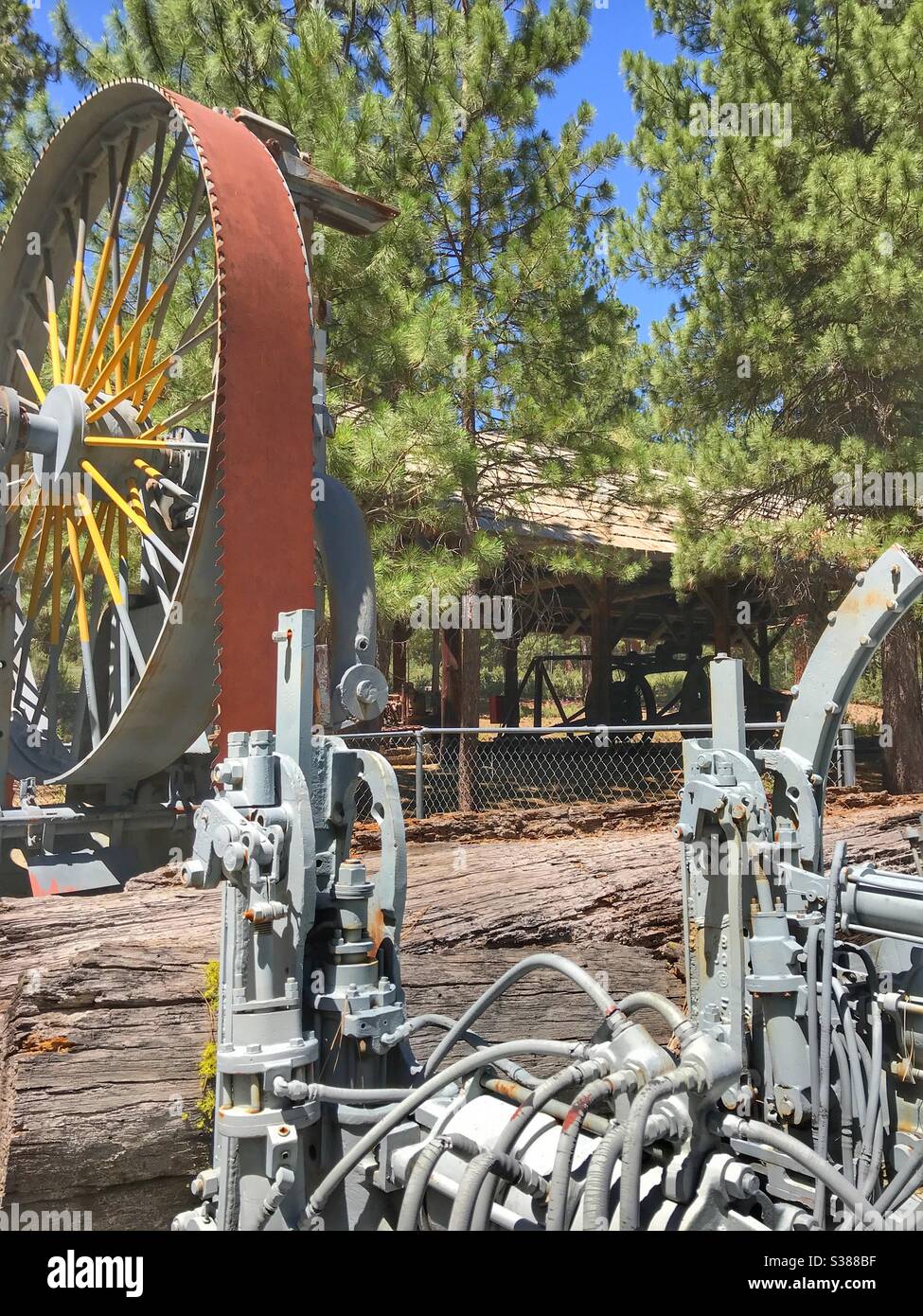 Logging equipment at the Collier state park in Oregon - Smartphone Captured Stock Image