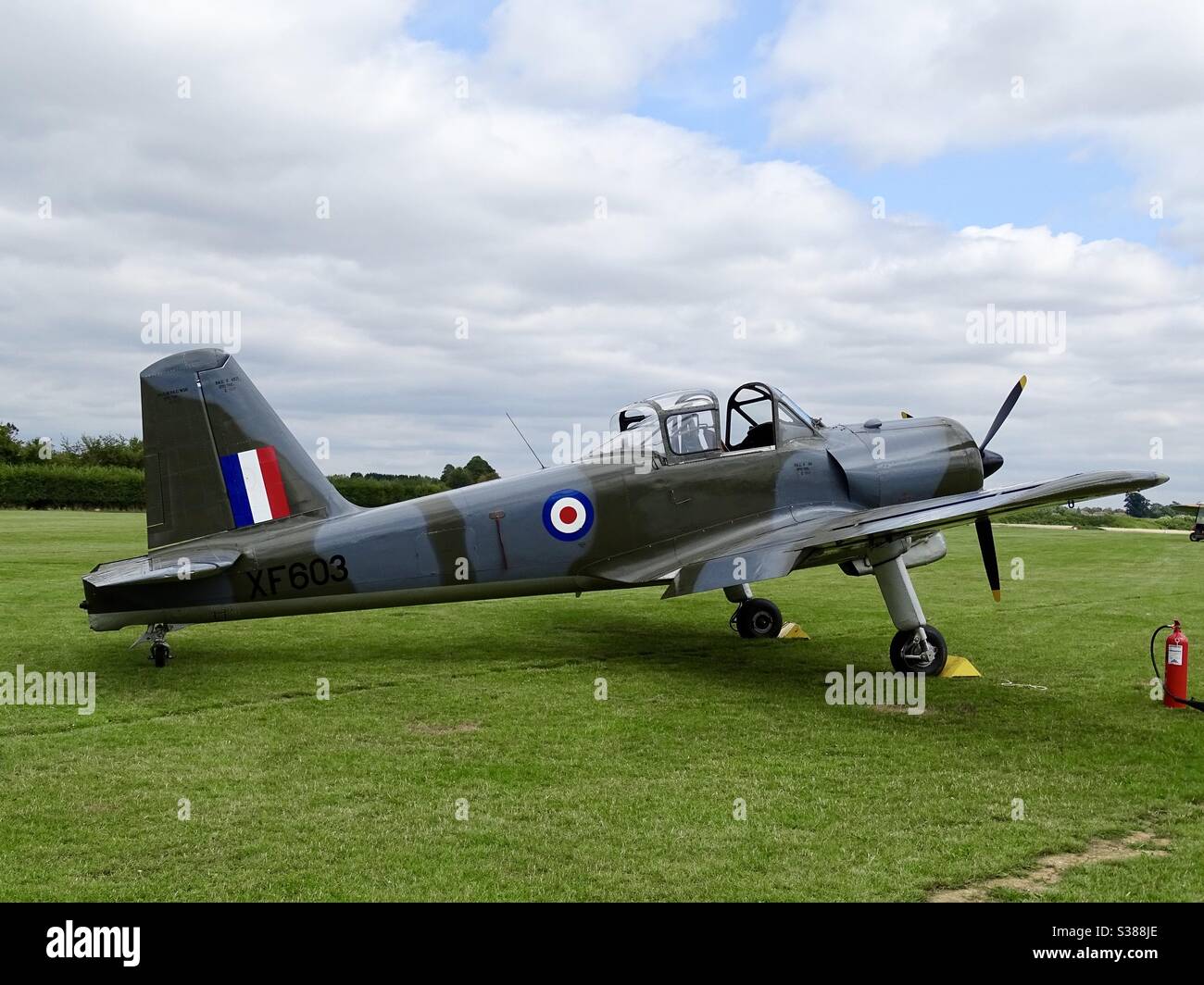 Provost aircraft on a grass runway before a flight in England Stock Photo