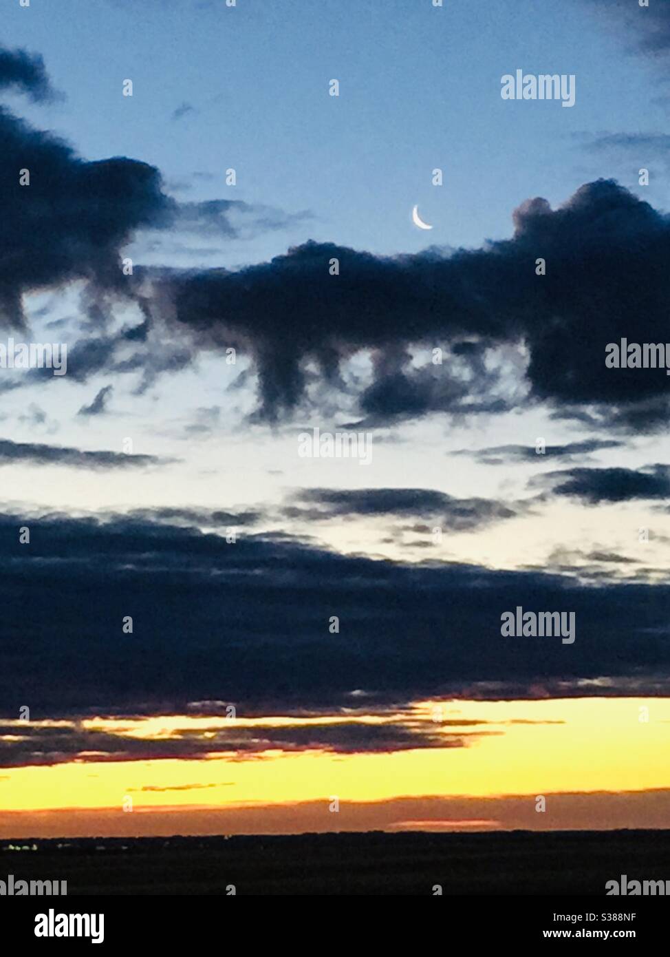 Sunrise July 18, 2020, 5:30 am, Calgary, Alberta, Canada, morning, dawn - Smartphone Captured Stock Image