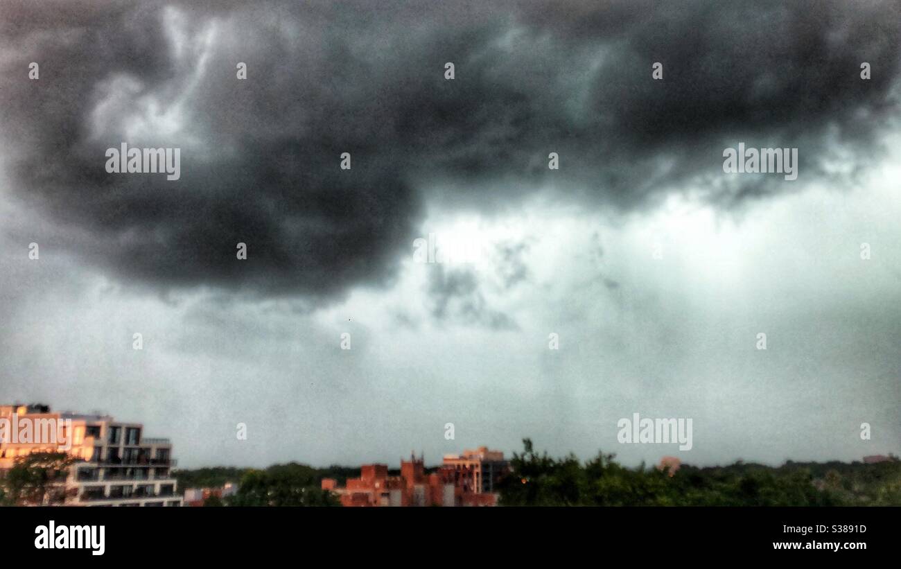 Dark ominous clouds in the sky. - Smartphone Captured Stock Image
