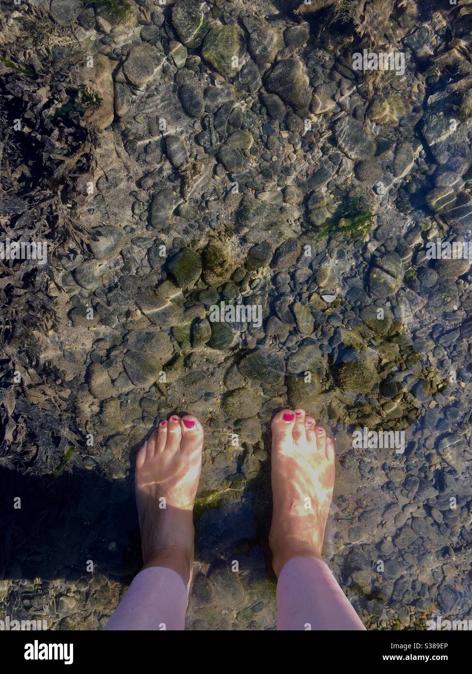 Dip feet in clear water - Smartphone Captured Stock Image