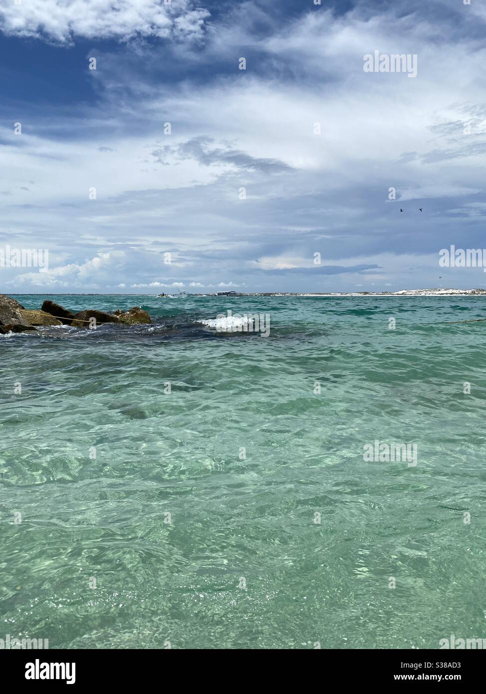 Crystal clear emerald water at Norriego Point Florida - Smartphone Captured Stock Image