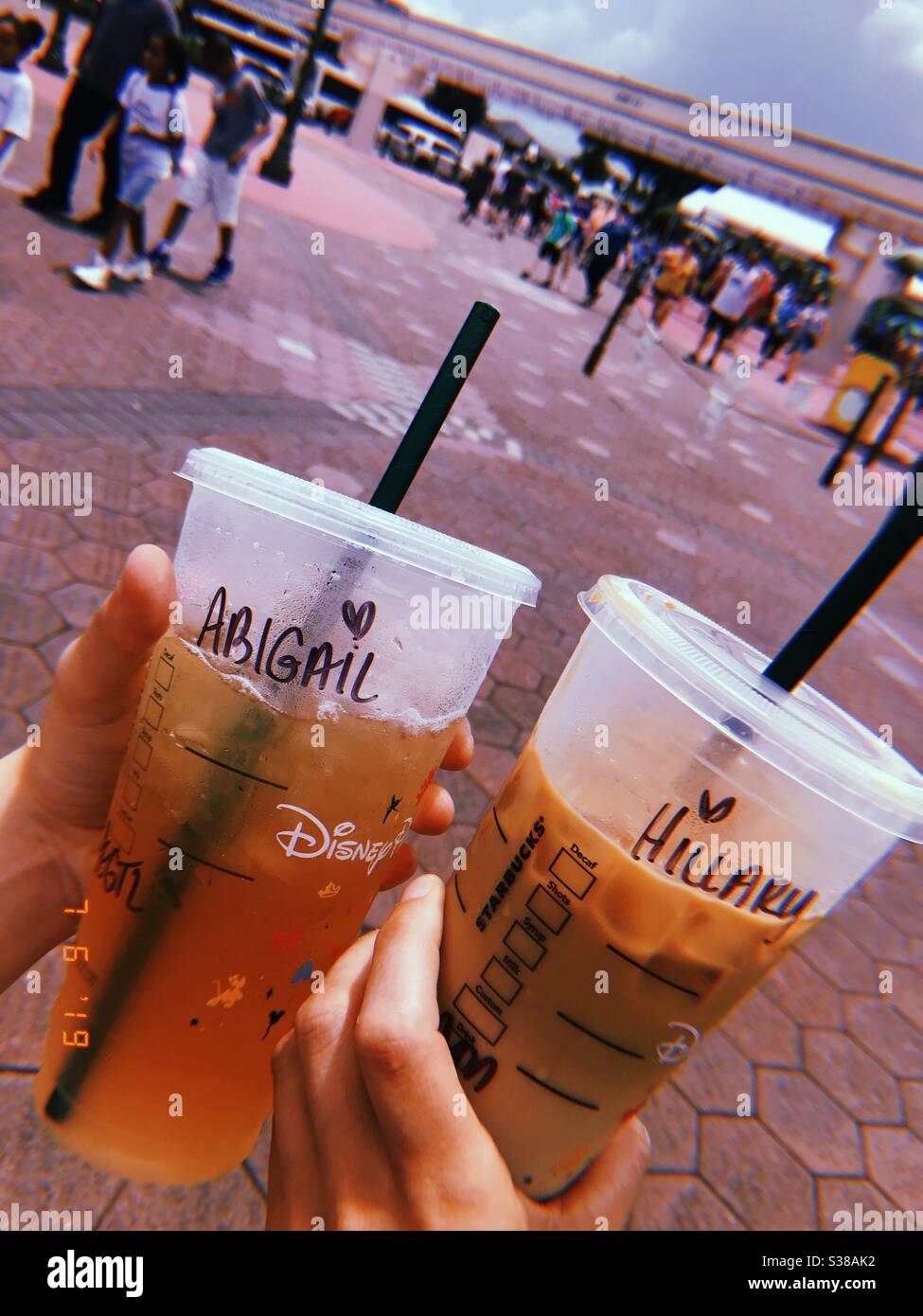 Starbucks on a hot day in Orlando, Florida while walking around Magic