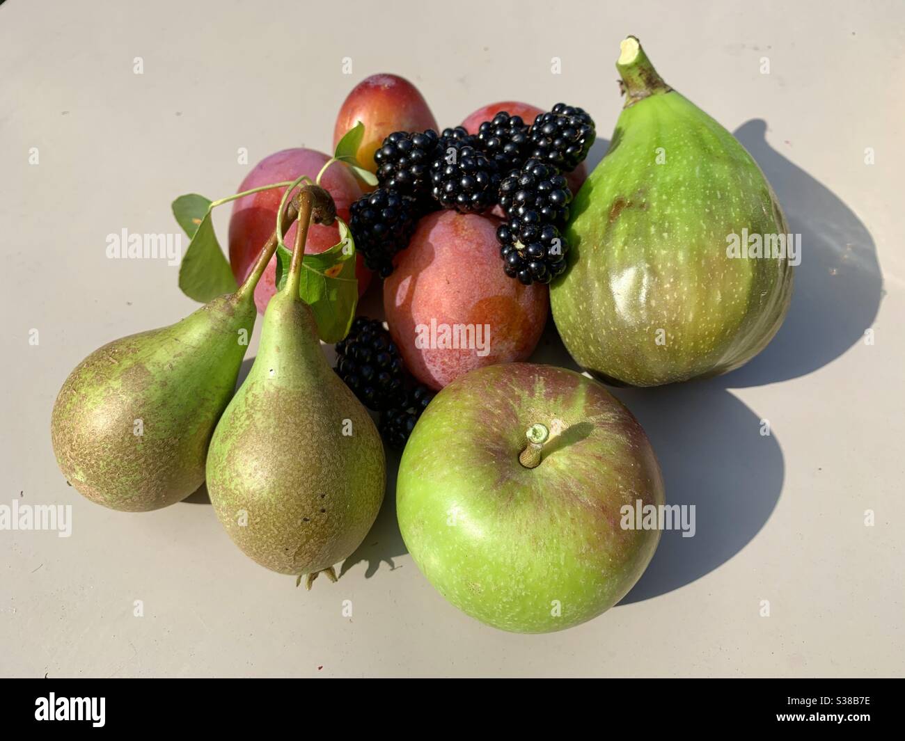 Freshly picked fruits from the English garden Stock Photo