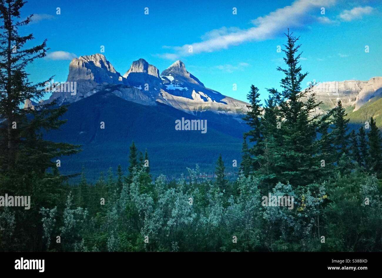 The Three Sisters, Kananaskis country,Canadian Rockies , Alberta, Canada - Smartphone Captured Stock Image