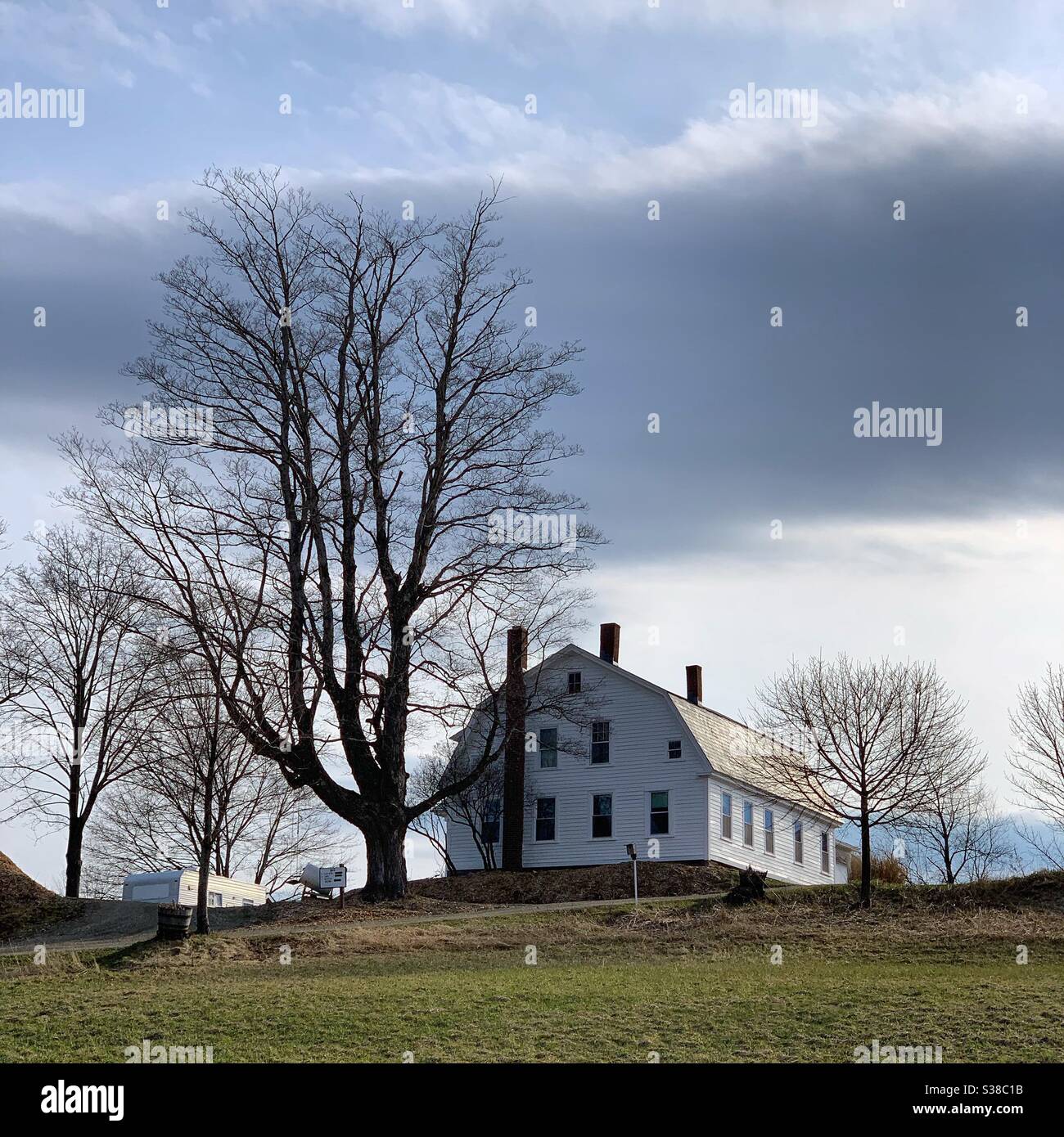 Farmhouse on a hill in Shelburne, Massachusetts, United States - Smartphone Captured Stock Image