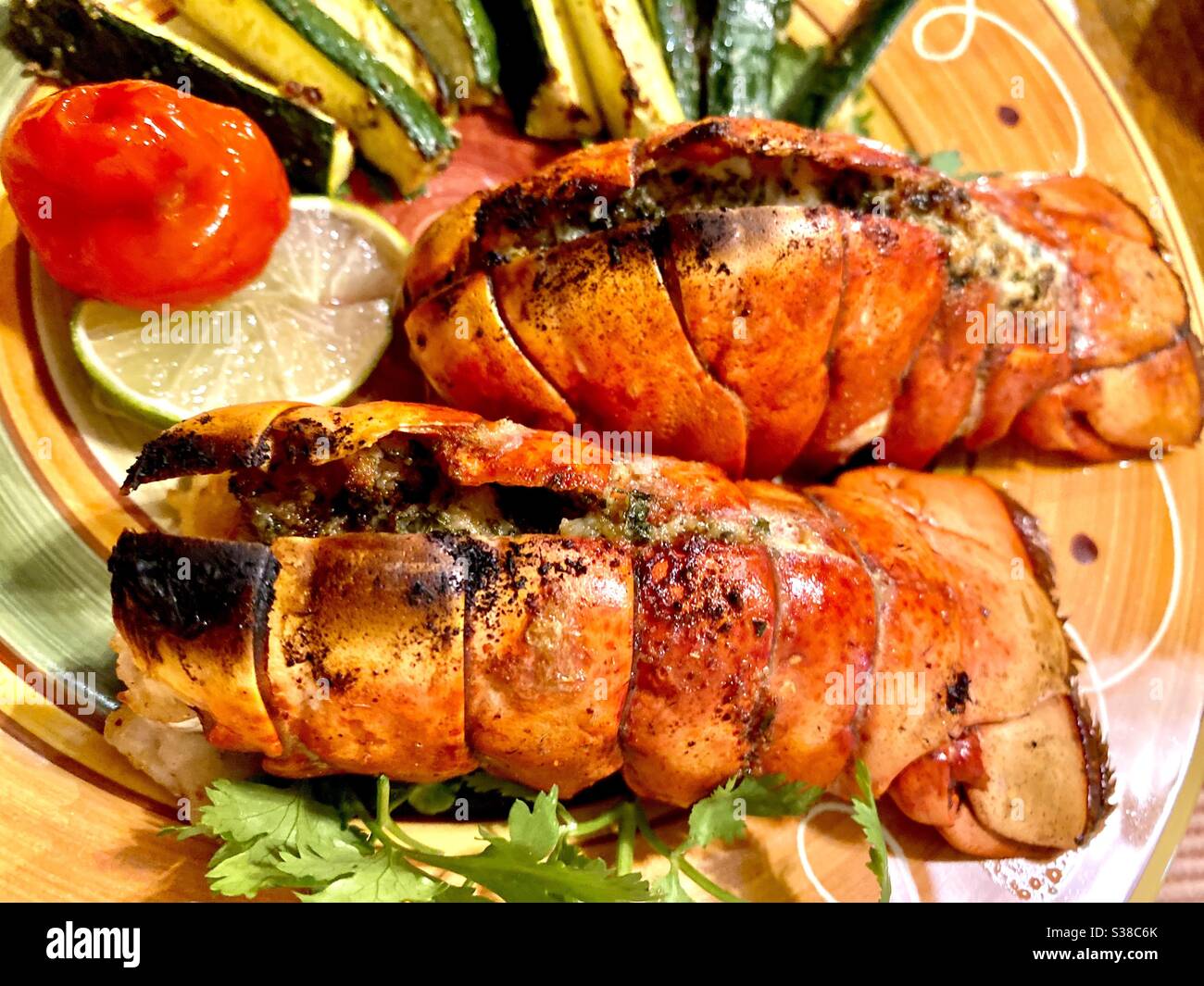 Broiled lobster tails Stock Photo Alamy