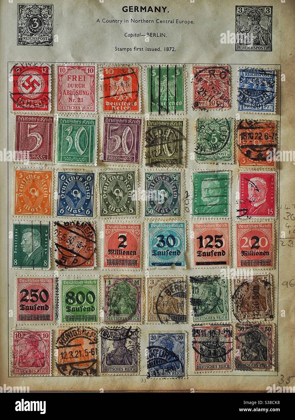 German pre war stamps Stock Photo