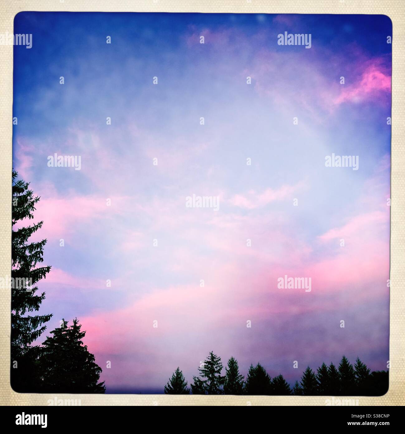 Pink sky at night Stock Photo