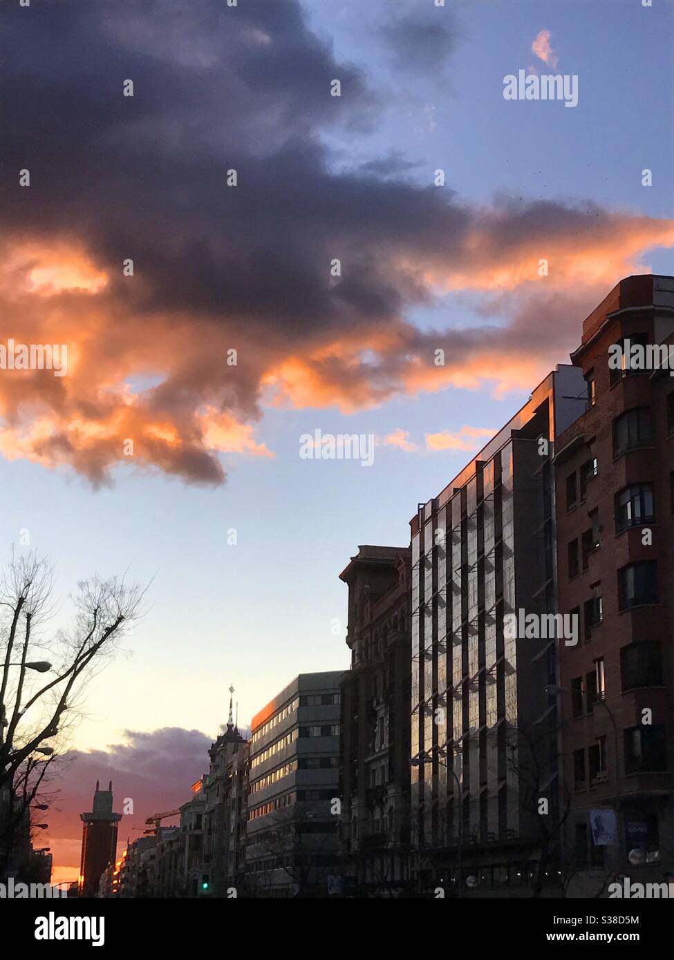 Sunset in Madrid. - Smartphone Captured Stock Image