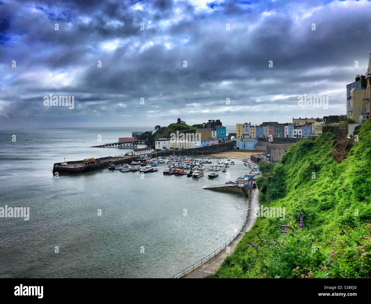 Tenby harbour, Pembrokeshire, West Wales, July. Stock Photo