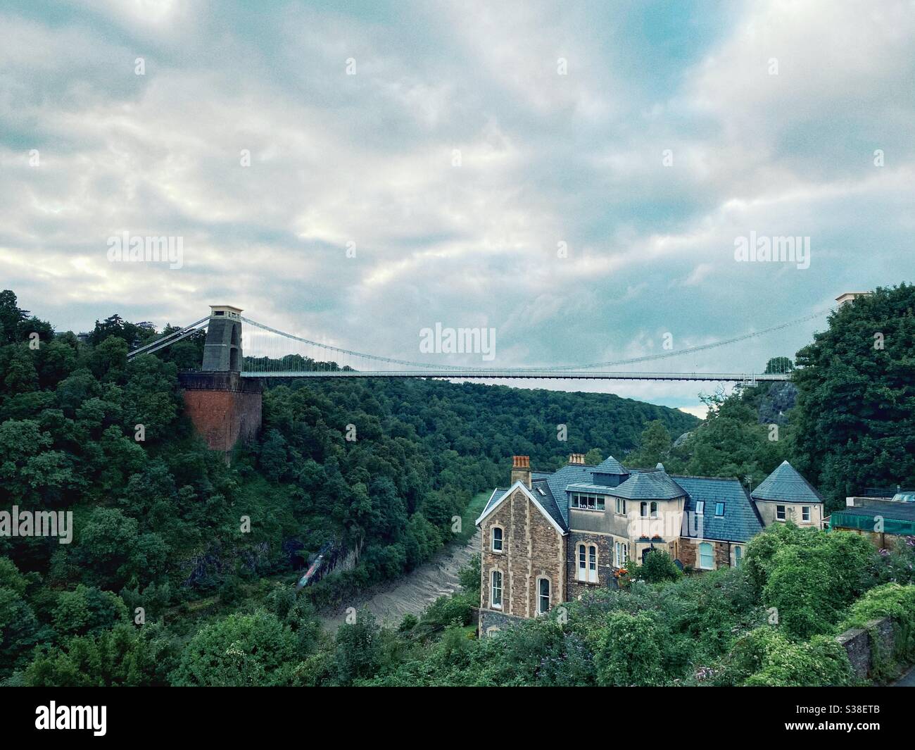 Moody picture of the Clifton Suspension Bridge by Brunel, Bristol. - Smartphone Captured Stock Image