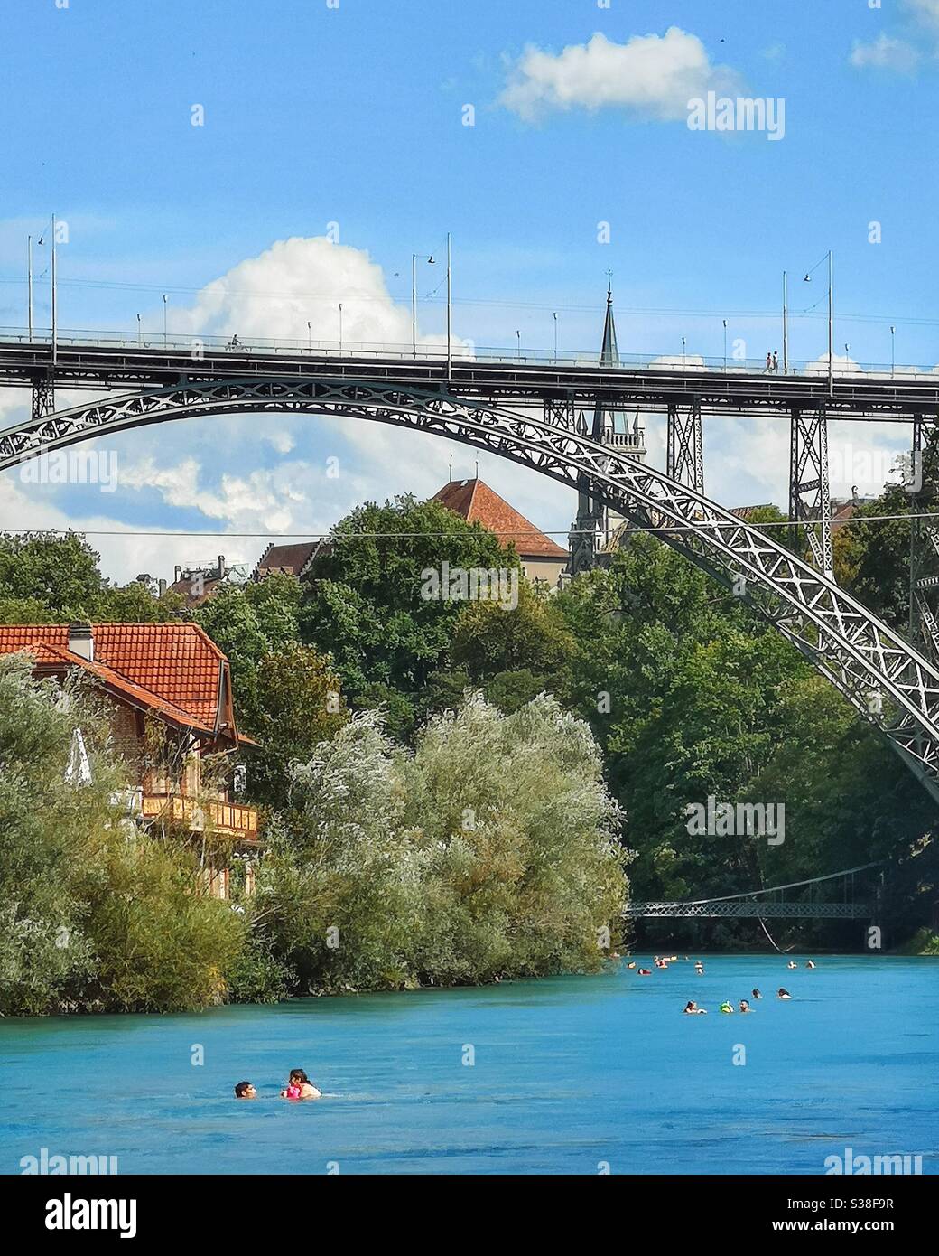 Swimming in the Aare river, Bern, Switzerland - Smartphone Captured Stock Image