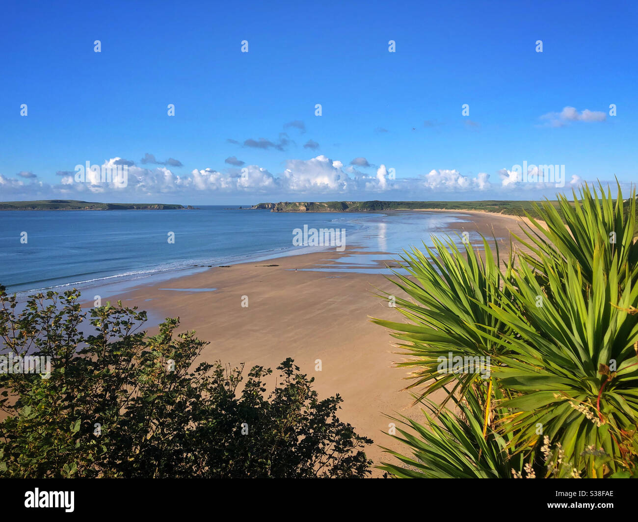 Tenby south beach, low tide, July. - Smartphone Captured Stock Image